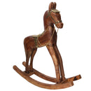 Cavallo a Dondolo Decorativo in Legno rivestito in Metallo oro cm 40x11xh46