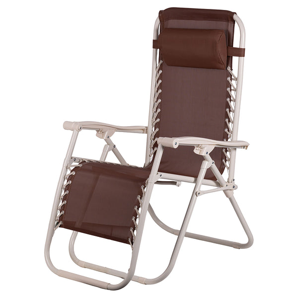 prezzo Sedia Sdraio Reclinabile e Richiudibile Rio 65x90x108 cm con Poggiatesta in Poliestere con Struttura in Acciaio Marrone