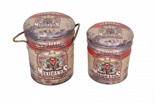 Set mit 2 runden Sitzhockern aus cremefarbenem MDF acquista