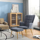 Poltrona con Pouf Poggiapiedi 71x77x99 cm in Tessuto Effetto Velluto Grigio
