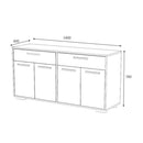 Mobile Multiuso Truva 4 ante e 2 cassetti 140 cm grigio bianco