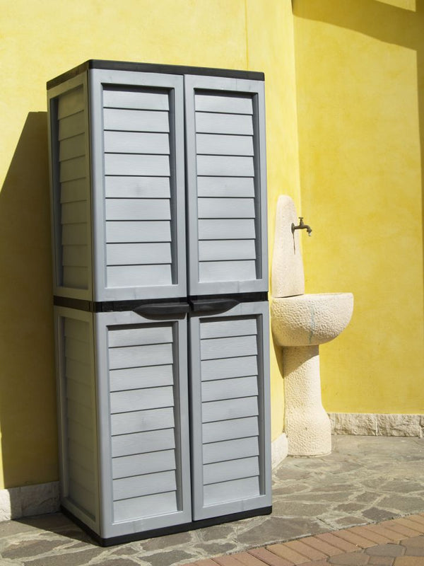 sconto Außenschrank aus grünem/beigem Harz mit Magnolia-Seitenteilung 75 x 50 x 180 cm