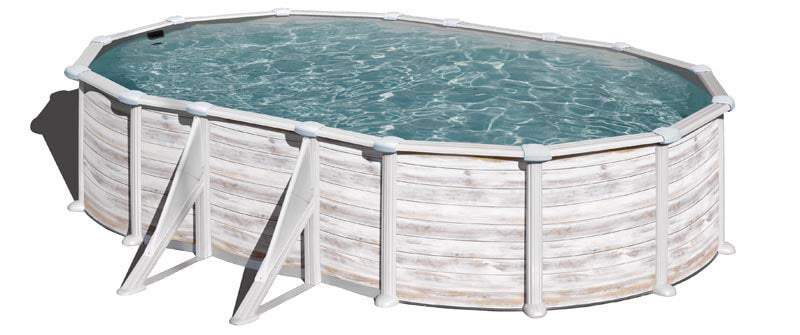 Piscina Ovale Fuori Terra 610x375xh132 cm in Acciaio e PVC Gre Groenlandia