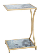 Tavolinetto Glam Level 40x35x60 cm in Ferro MDF e Vetro Oro e Multicolor