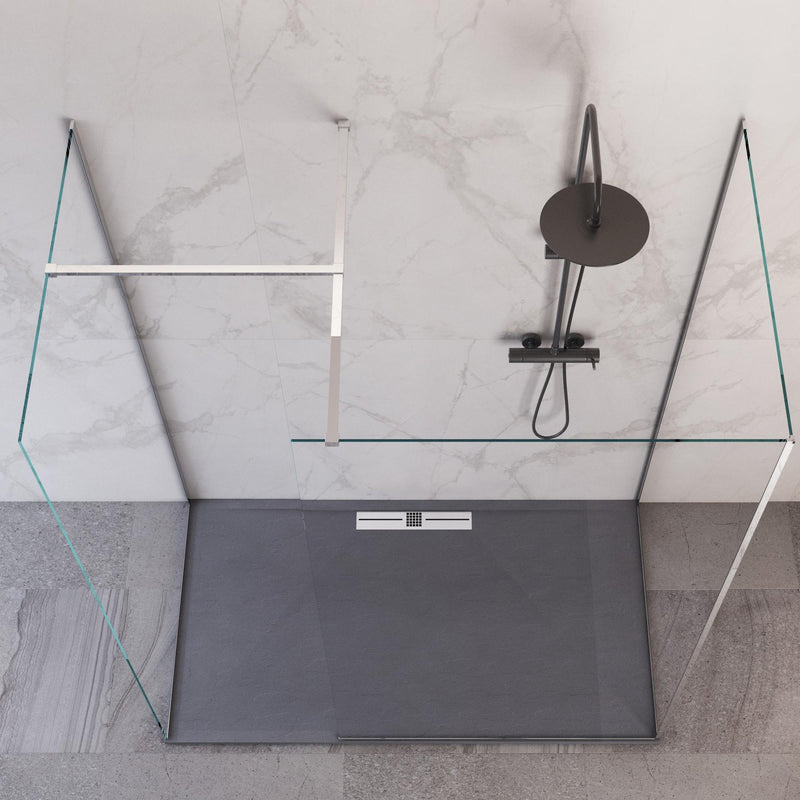 Box Doccia Parete Walk-In 3 Lati in Cristallo Trasparente 8 mm H195 Bonussi Three Varie Misure