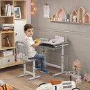 Banco Scuola per Bambini Piano Inclinabile e Sedia Regolabile 66x47x52-77 cm Grigio 