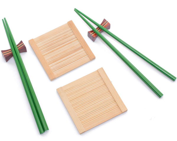 prezzo Set Sushi Vassoi e 2 Paia di Bacchette 27xH9 cm in Bambù Multicolor