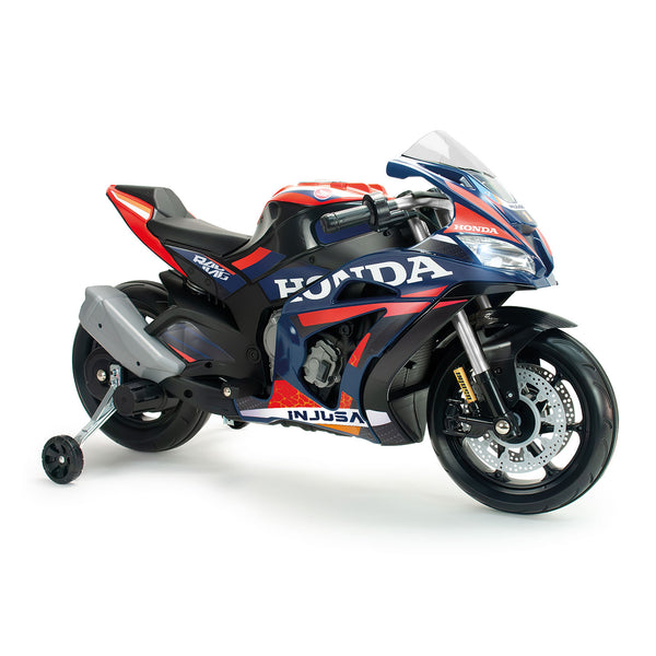 sconto Moto Elettrica per Bambini 12V Honda Competición con Luci Suoni e Ruote Stabilizzatrici Blu