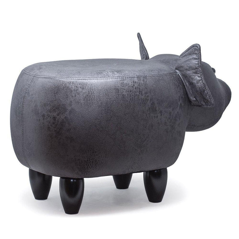 Sgabello Pouf Poggiapiedi per Bambini 66x34x36 cm Maialino Grigio Divina Home