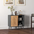 Credenza Moderna Mobile Basso 80x39x76 cm con Armadietto e Vani a Giorno in Legno Grigio Scuro  