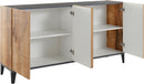 Credenza 4 Ante 160x40x82 cm Sunrise Acero Pereira e Ardesia
