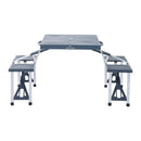 Set Campeggio Tavolino Pieghevole 4 Sedie in Alluminio e Plastica Grigio