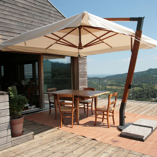 Ombrellone Decentrato da Giardino 2,2x2,2m Braccio in Legno Ecrù prezzo
