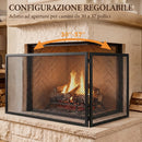 Parascintille per Camino Pieghevole a 2 Pannelli 141x1x50 cm in Metallo Verniciato Nero      