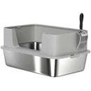 Lettiera per Gatti XL in Acciaio Inox con Paletta Lati Alti Antiperdita Antiodore Fino a 7 kg Grigio      