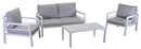 Set Salotto da Giardino Divano 2 Poltrone e Tavolino in Alluminio New Irvine Bianco