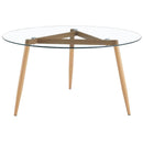 Tavolo con Top in Vetro Tondo Ø139,5x74 cm Gambe in Legno