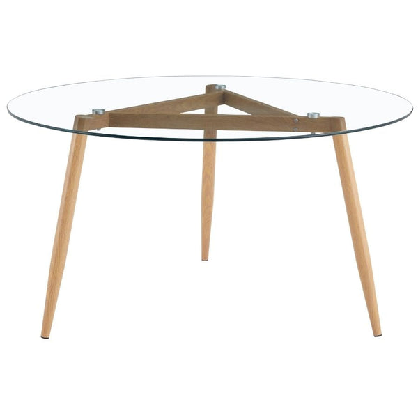 acquista Tavolo con Top in Vetro Tondo Ø139,5x74 cm Gambe in Legno