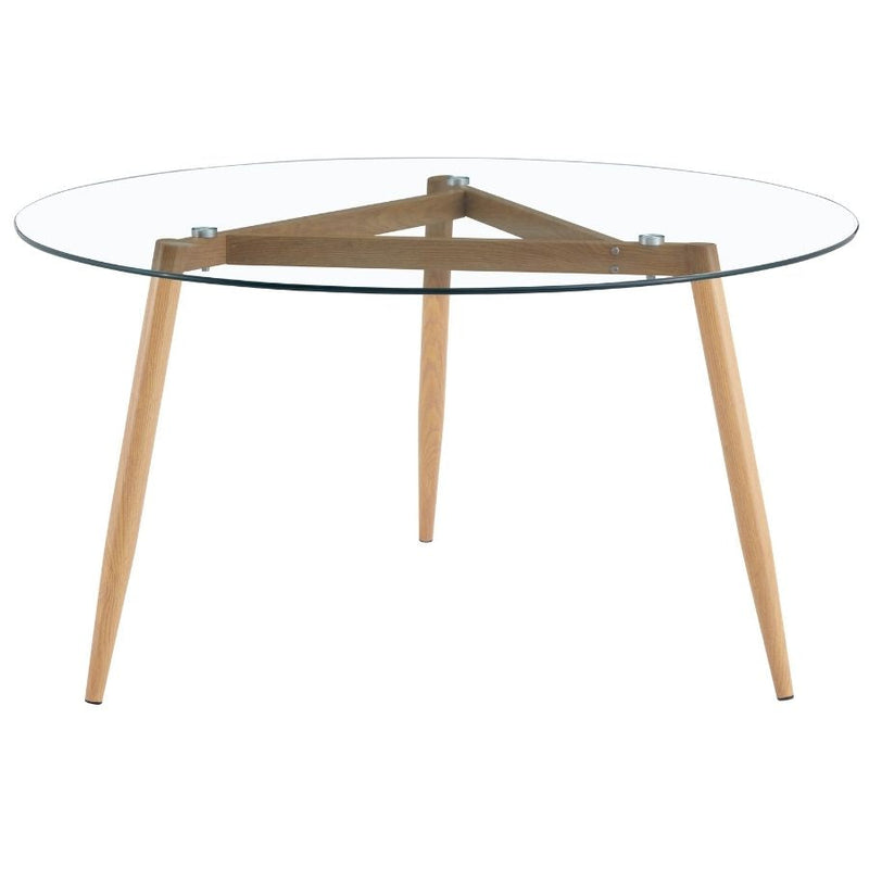 Tavolo con Top in Vetro Tondo Ø139,5x74 cm Gambe in Legno