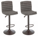 Set 2 Sgabelli Regolabili 41x50x94,5-115,5 cm Connor in Ecopelle Grigio Scuro Vintage