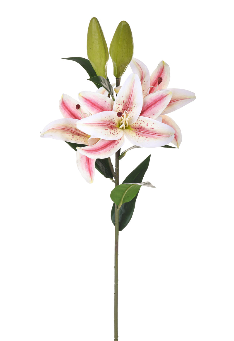 Set 4 Lilium Artificiali Stargaze Composto da 3 Fiori Altezza 67 cm Rosa