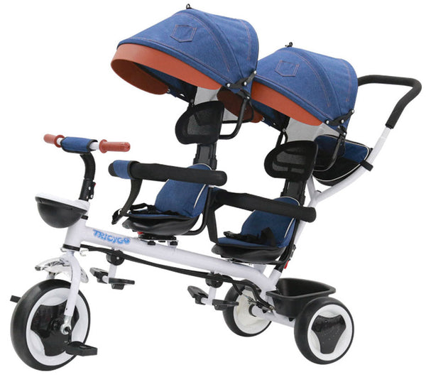 online Kidfun Tricygò Blue Twin Dreirad-Kinderwagen mit 360° drehbarem Sitz