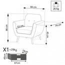 Poltrona Burton 84x79x86 h cm in Tessuto Grigio chiaro