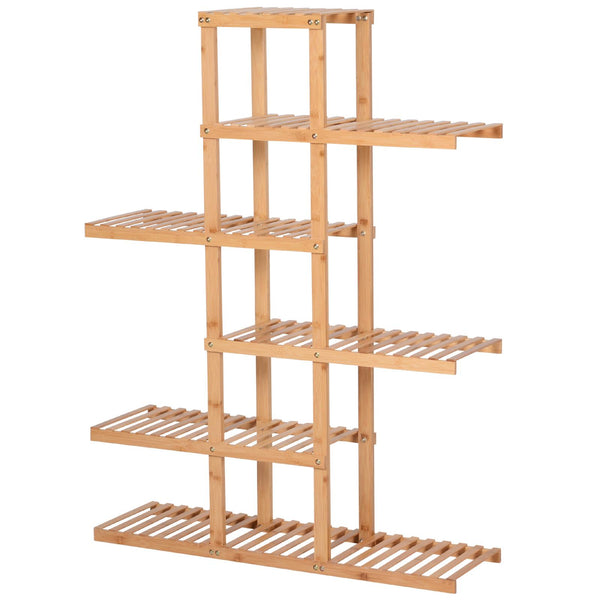 acquista Bücherregal mit 6 Regalen 98 x 28 x 132 cm aus natürlichem Bambus