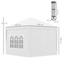 Gazebo Pieghevole 3x3m in Acciaio e tessuto Oxford Bianco