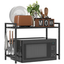Mensola Porta Microonde Estensibile a 2 Livelli 39,5-64x32x47,5 cm in Metallo Nero   