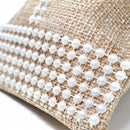 Set 24 Sacchetti per Confetti in Juta Beige con Fiore Perline e Laccio 14x11 cm