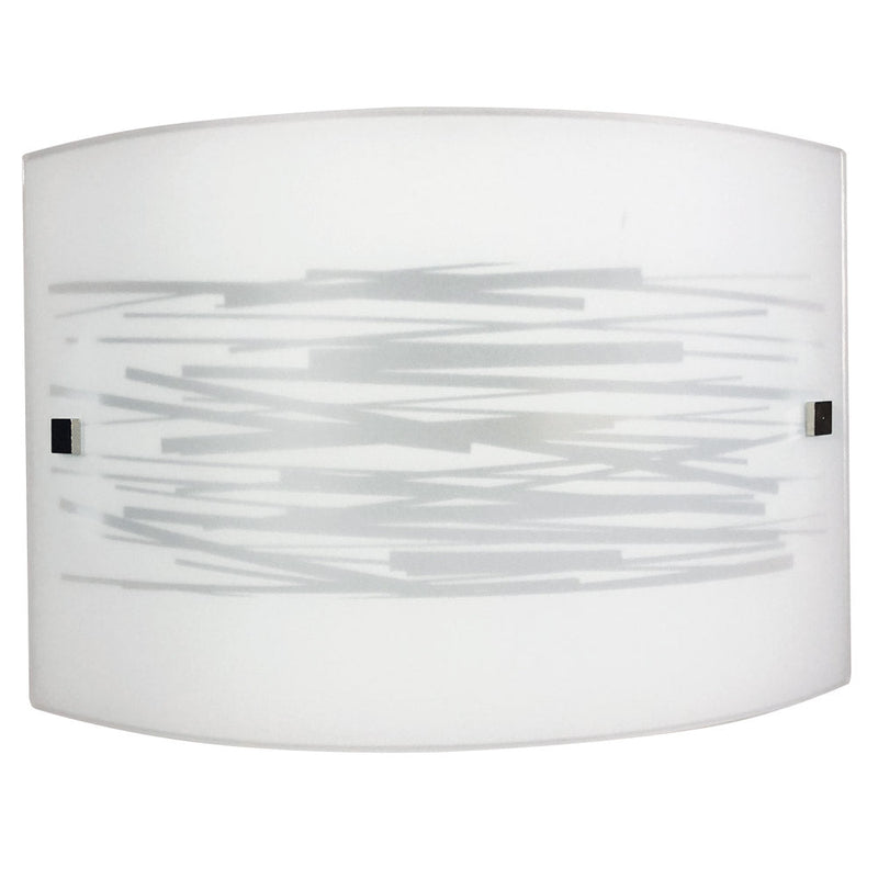 Applique 1xE27 Finali Cromo Vetro Lastra Bianco Decorato Righe E-Energy Manuela