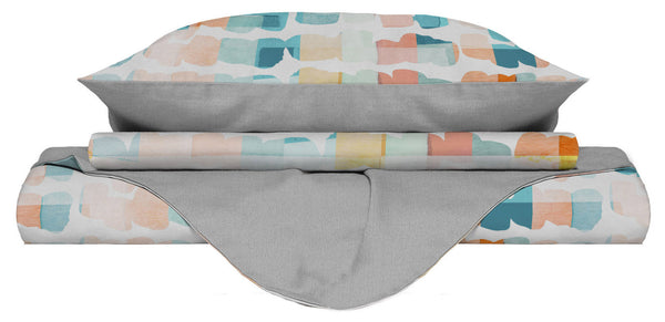 Doppelbettbezug mit Aufdruck auf Tasche und Kissenbezügen sconto