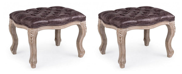 online Set 2 Pouf Poggiapiedi 53x42x38 cm in Tessuto Diva Dark Dark
