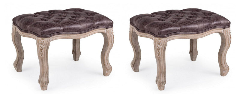 Set 2 Pouf Poggiapiedi 53x42x38 cm in Tessuto Diva Dark Dark