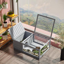Casa per Tartarughe di Terra 91x60,5x32 cm con Pannello Apribile e 2 Spazi Separati in Legno di Abete Grigio      