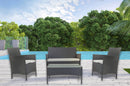 Set Salotto da Giardino Divano 2 Poltrone e Tavolino in Rattan Grigio