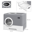 Lettiera per Gatti con Coperchio Doppio Ingresso 52x41x38.5cm e Vassoio Estraibile Grigio      