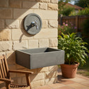 Lavello Rettangolare da Esterno 45x35 cm con Rosone Installazione a Muro in Cemento Madrid Antracite