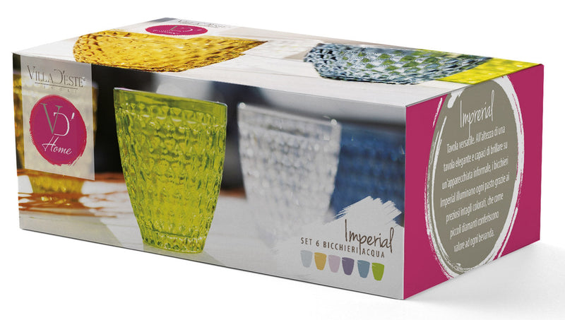 Confezione 6 Bicchieri Acqua in Vetro 320ml Villa d'Este Home Tivoli Imperial
