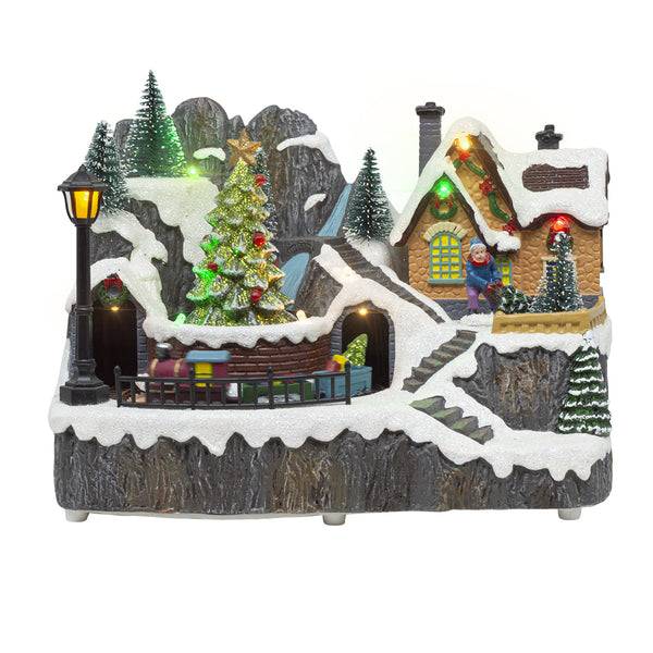 Weihnachtsdorf 23 x 15 x 18 cm mit Zuglichtgeräuschen und Bewegung prezzo