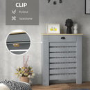 Copritermosifone a Doghe 78x19x95.5 cm Copricalorifero a Griglia con Cassetto in MDF Grigio      