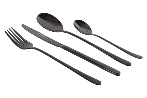 sconto Service Besteckset 24-teilig aus schwarzem Edelstahl