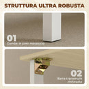 Tavolo Pieghevole per 6 Persone 168,2x85x73 cm con 2 Cassetti e 4 Ripiani in MDF e Legno di Pino Bianco      