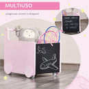 Carrello Portagiochi con Lavagne 47x35x45,5 cm in Legno MDF Rosa