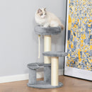 Albero Tiragraffi Gatti a 3 Livelli in Peluche Sisal Naturale Grigio Ø40x65 cm 