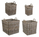 Set 4 Cesti 2 Maniglie Narra Quadrate in Fibre Naturali