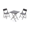 Set da Giardino Pieghevole in Polietilene 2 Sedie e Tavolo Quadrato Taddei Plastik Rattan 62 Nero