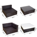 Set Salotto da Giardino in Rattan Sintetico Divano 2 Pouf e Tavolino Marrone 