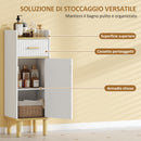 Mobile da Bagno 32,5x29,5x91 cm Stretto con Mensola Regolabile in Legno Bianco      
